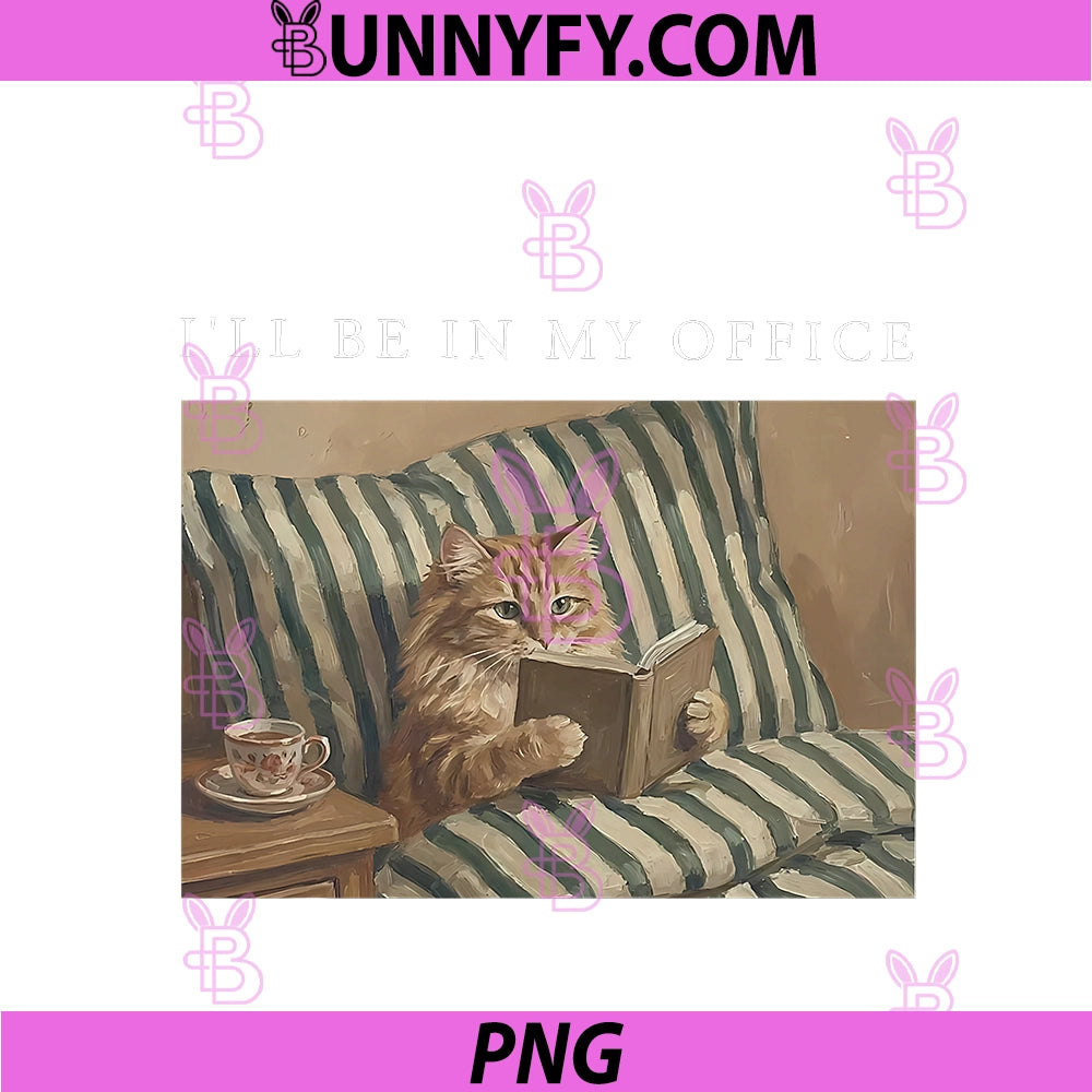 I'll Be In My Office Retro PNG, Cat Reading Book Nerd Read Reader PNG