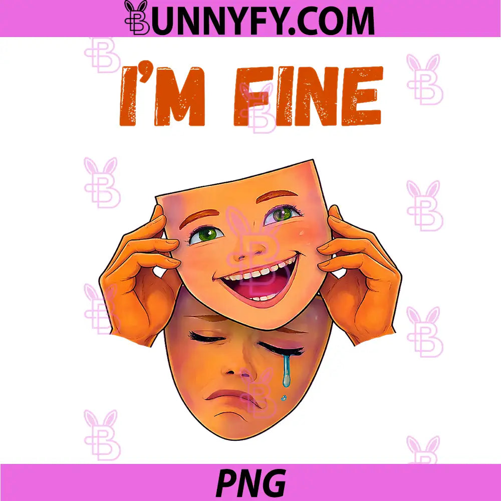 I’m Fine PNG, Sad Aesthetic Fake Smile Mental Health Design PNG