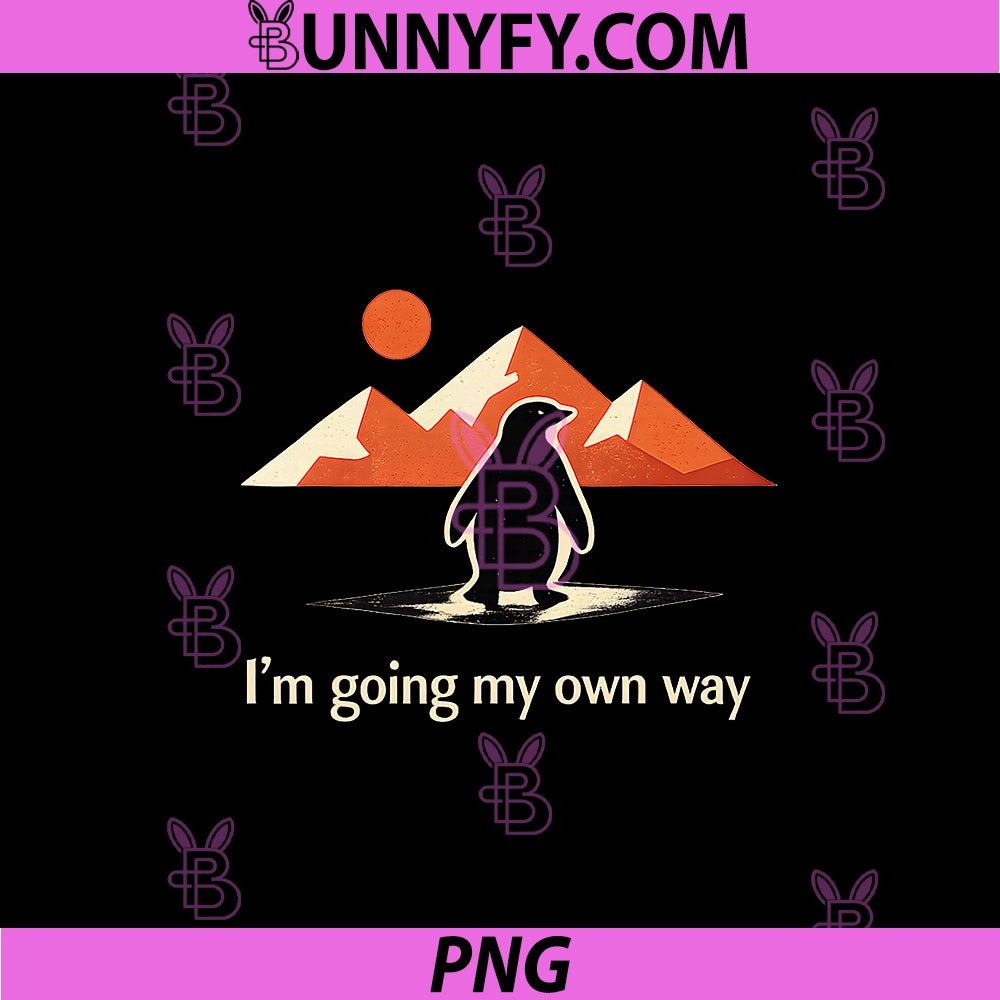 I’m Going My Own Way PNG, Penguin Minimalist Independence PNG