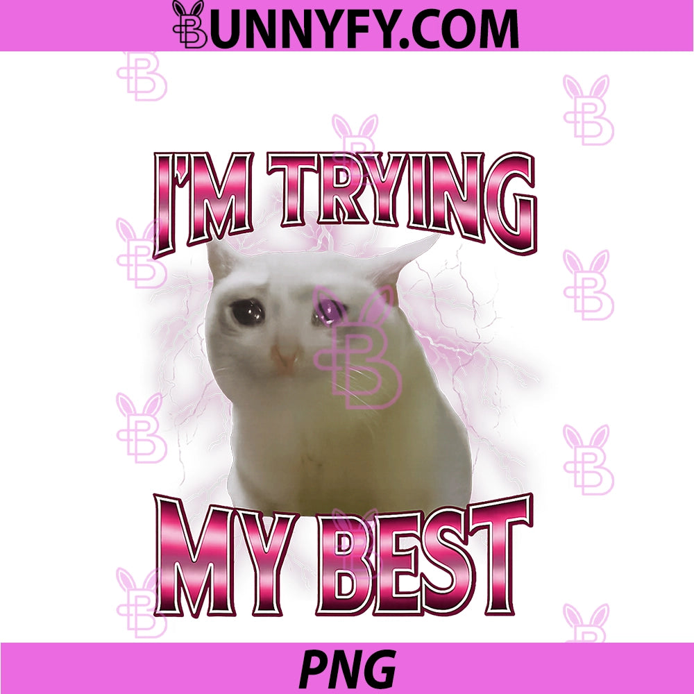 I'm Trying My Best Silly Crying Cat Meme PNG, Funny Cats Animals PNG