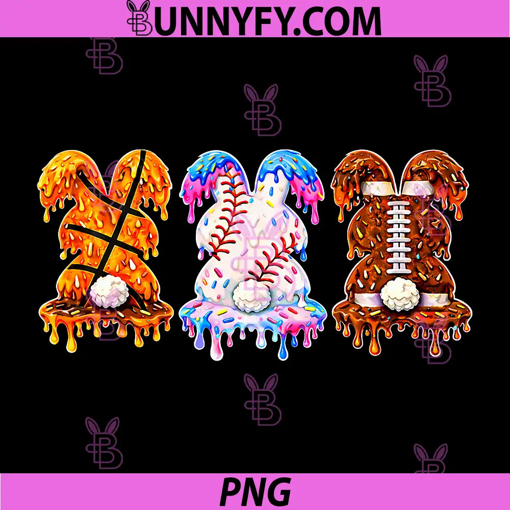 Ice Cream Drip Basketball PNG, Baseball Football Easter PNG