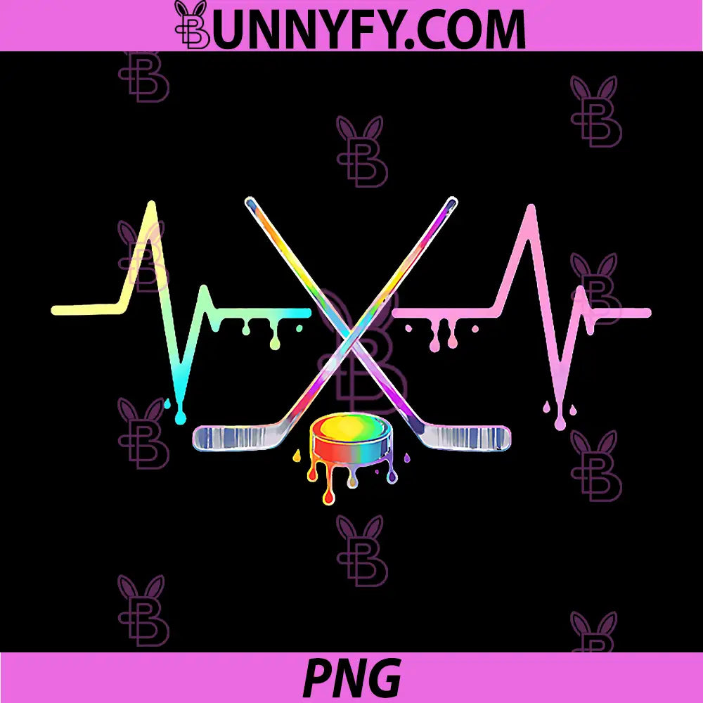 Ice Hockey Heartbeat PNG, Colorful Drippy Paint PNG