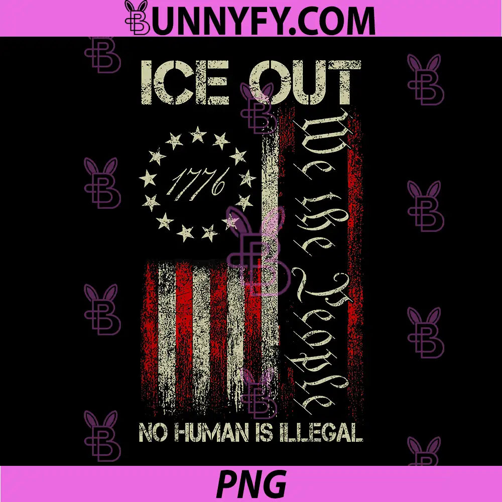 Ice Out No Human is Illegal PNG, US Flag Distressed PNG
