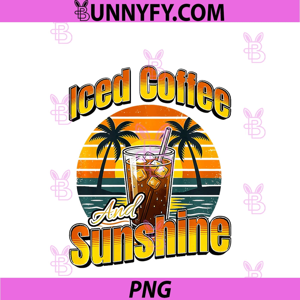 Iced Coffee And Sunshine PNG, Retro Summer Beach Vacation PNG