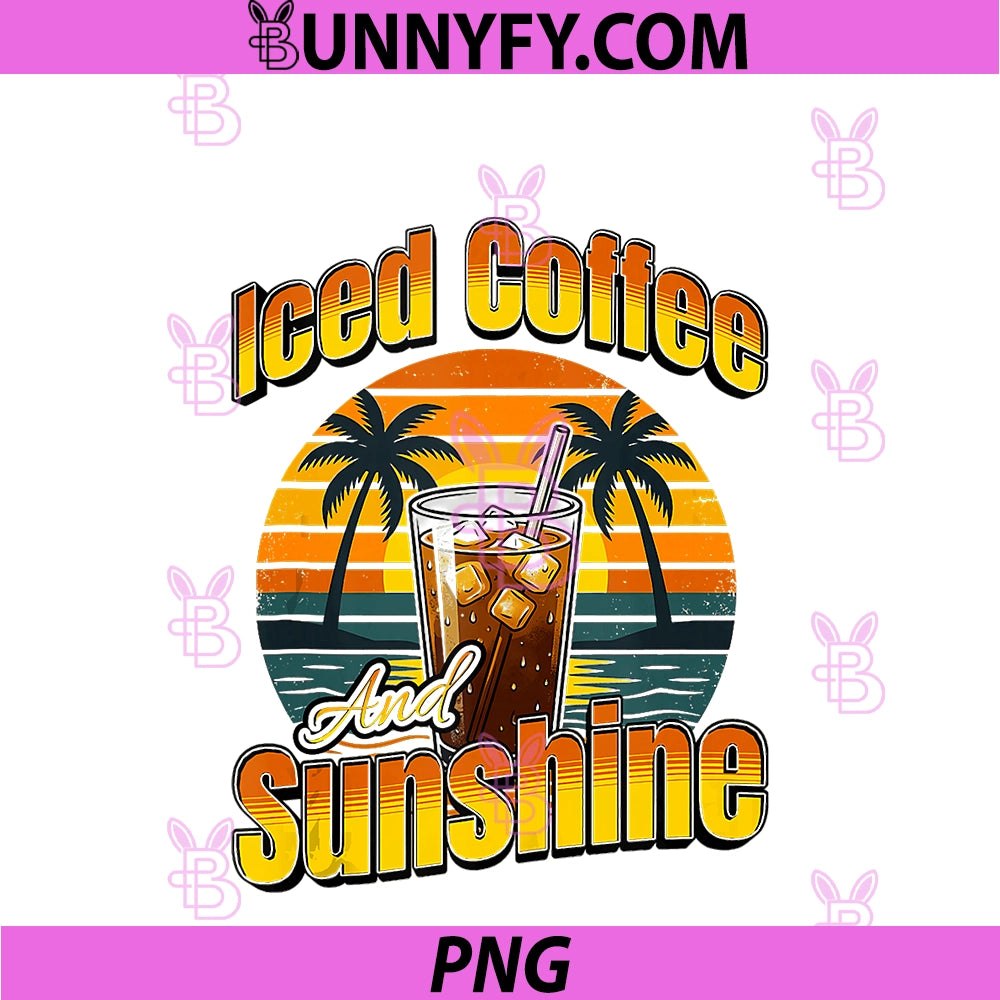 Iced Coffee And Sunshine Retro PNG, Summer Beach Vacation PNG