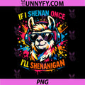 If I Shenan Once Ill Shenanigan PNG, Funny Llama St Patricks Day PNG