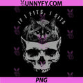 If It Fits I Sit Black Cat Skull PNG, Minimalist Meme Humor PNG