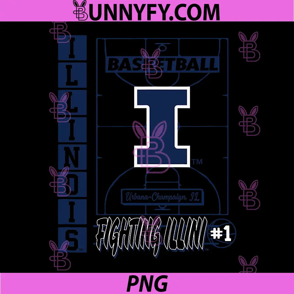 Illinois Fighting Illini Basketball PNG, Vintage Court Orange PNG 