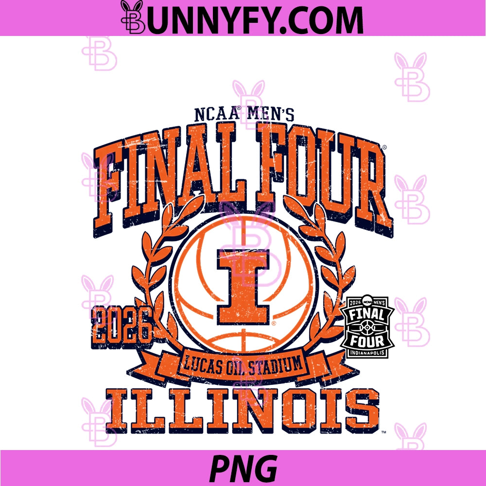 Illinois Illini Final Four 2026 PNG, Men's Basketball Retro PNG