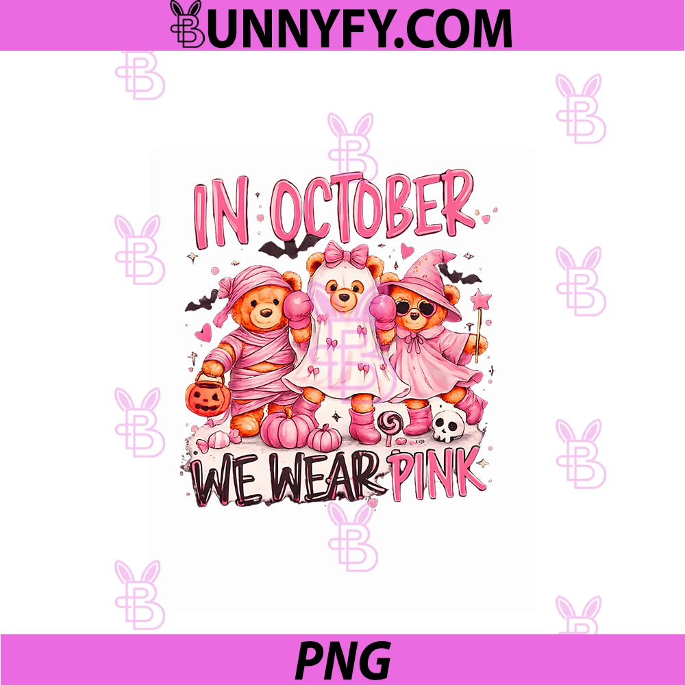 In October We Wear Pink PNG, Cute Hwalloween PNG
