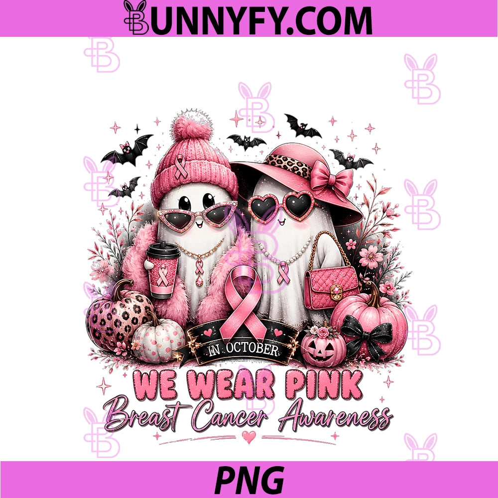 In October We Wear Pink PNG, Ghost Witch Breast Cancer Awareness PNG