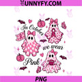 In October We Wear Pink Ribbon PNG, Halloween Ghost Breast Cancer PNG