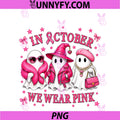 In October We Wear Pink Ribbon PNG, Witch Halloween Breast Cancer PNG
