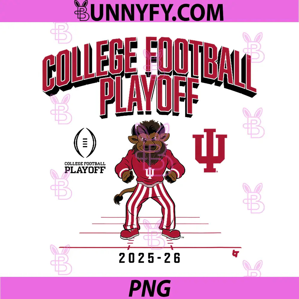 Indiana Hoosiers College Football Playoff PNG, Mascot Text 2025 PNG