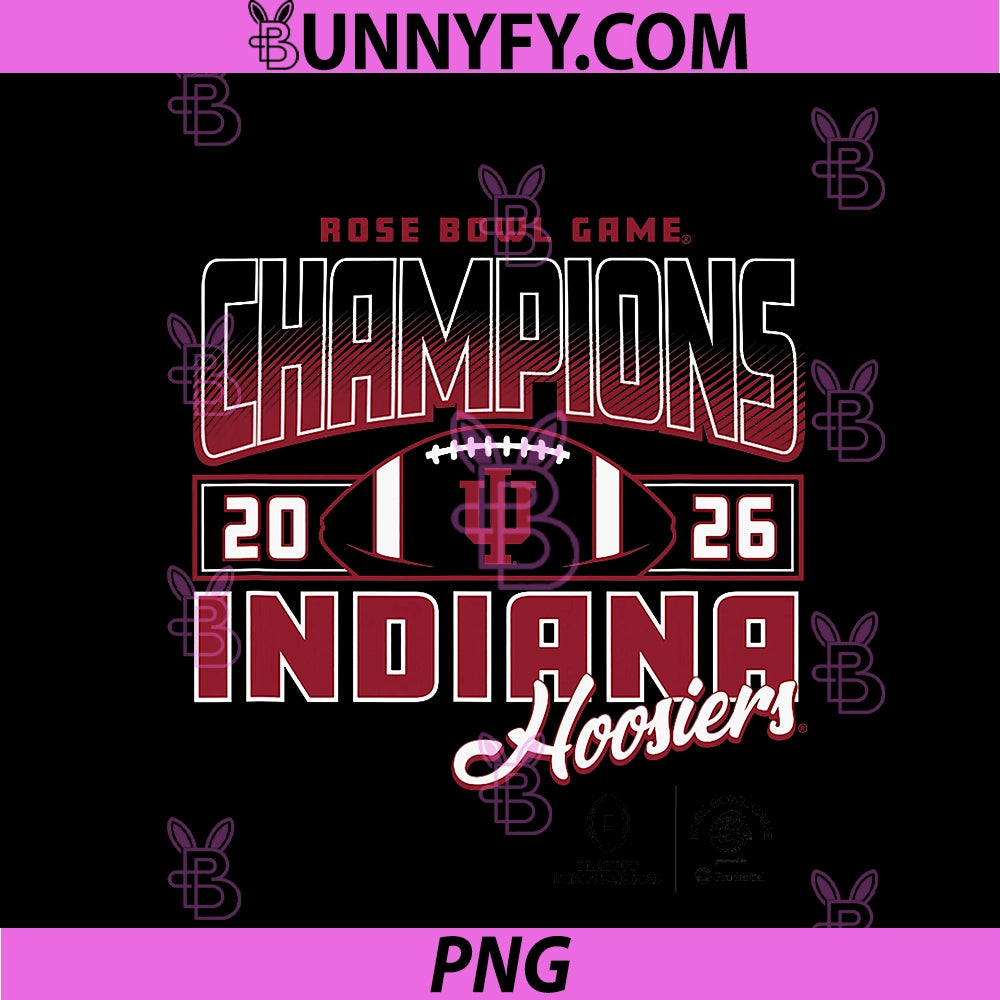 Indiana Hoosiers PNG, Rose Bowl Champs 2026 CFP Gray PNG