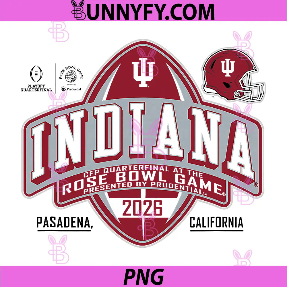 Indiana Hoosiers Rose Bowl 2025-2026 PNG, CFP Quarterfinal White PNG