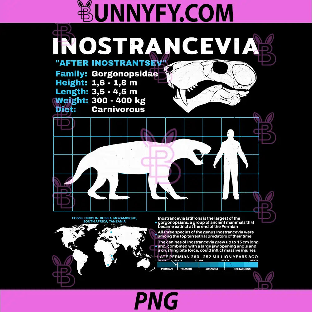 Inostrancevia Dinosaur Fact Sheet Fossil Diagram PNG, Inostrancevia PNG