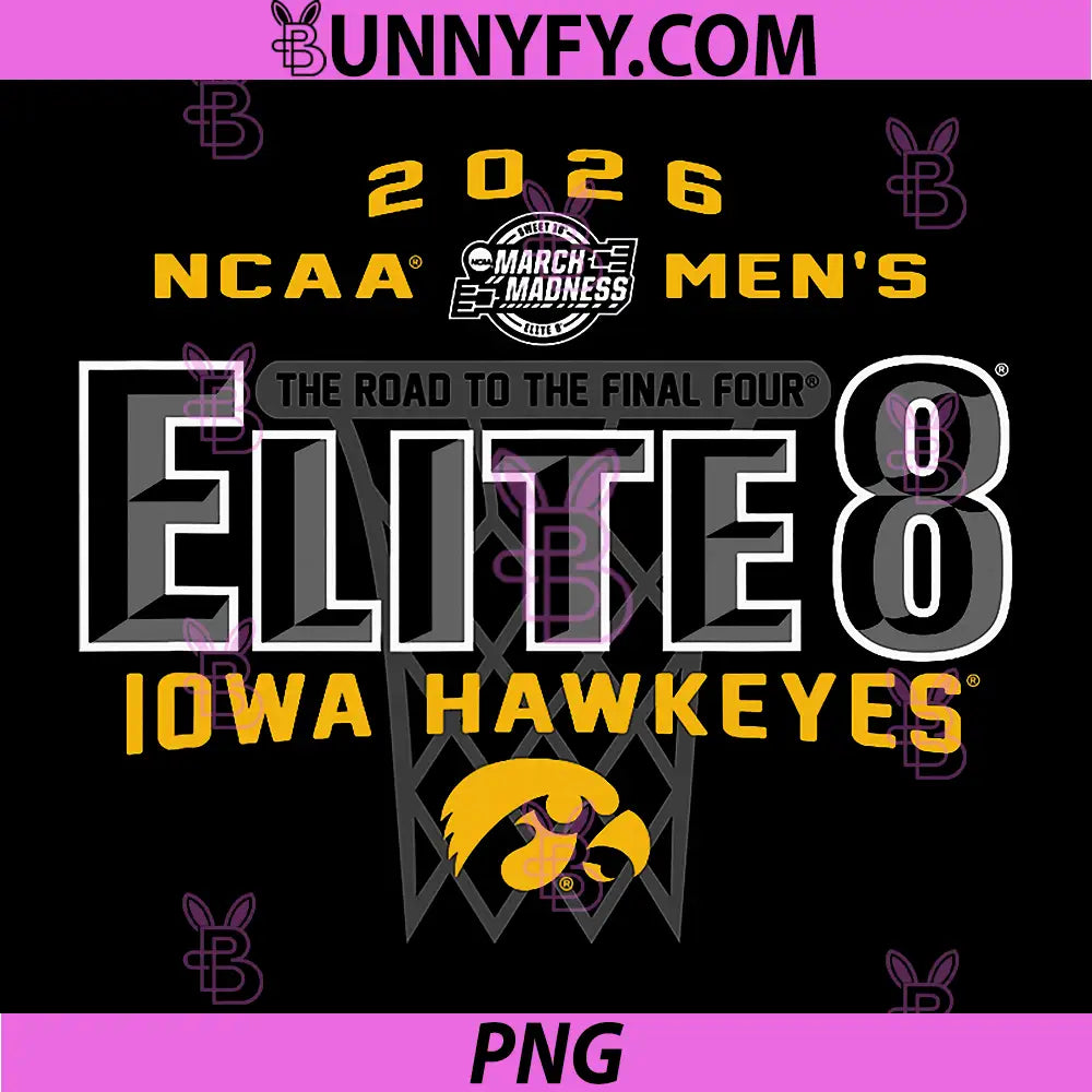 Iowa Hawkeyes Elite 8 2026 Mens PNG, March Madness Basketball PNG
