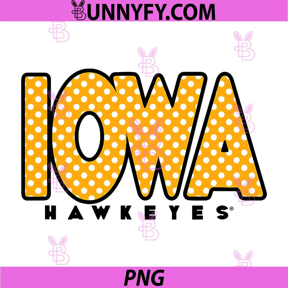 Iowa Hawkeyes Polka Dots White PNG, Officially Licensed PNG