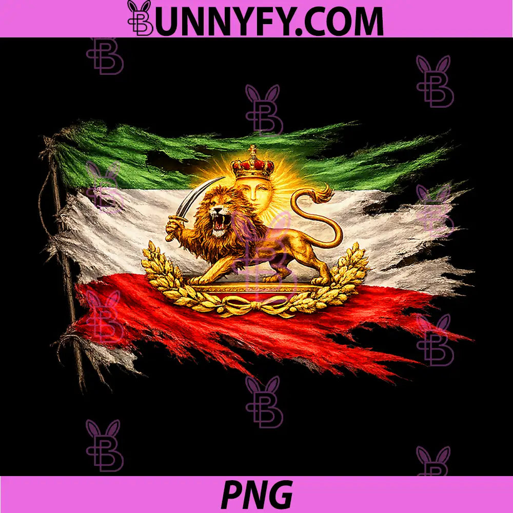 Iran Flag with Lion and Sun Emblem PNG, Vintage Persian Heritage PNG