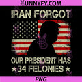 Iran Forgot Our President Has 34 Felonies PNG, Vintage US Flag PNG