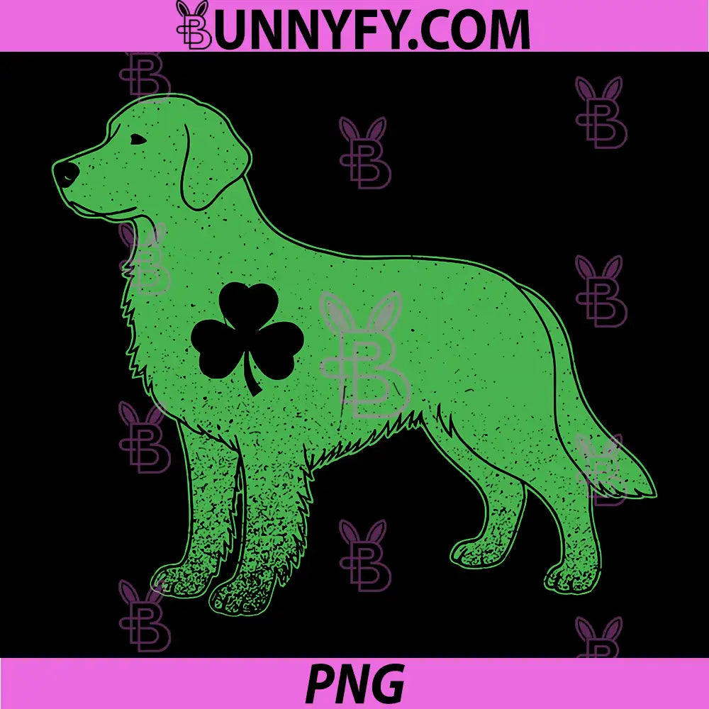 Irish Dog PNG, St Patricks Day Golden retriever Shamrock PNG