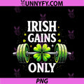 Irish Gains Only PNG, St Patricks Day Barbell Shamrock Gym PNG