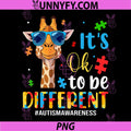 Its OK to Be Different PNG, Autism Awareness Cute Giraffe Animal PNG