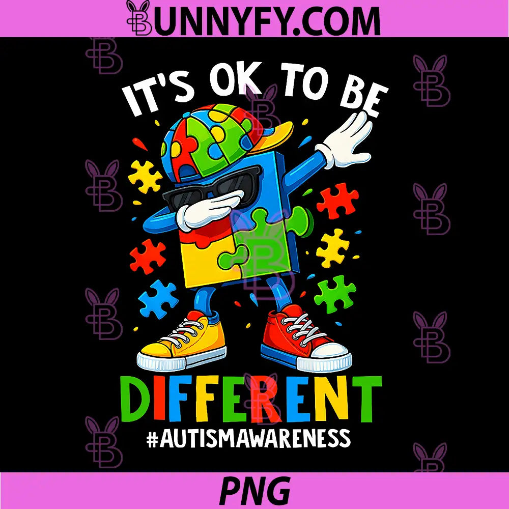 Its OK to Be Different PNG, Dabbing Puzzle Autism Awareness PNG
