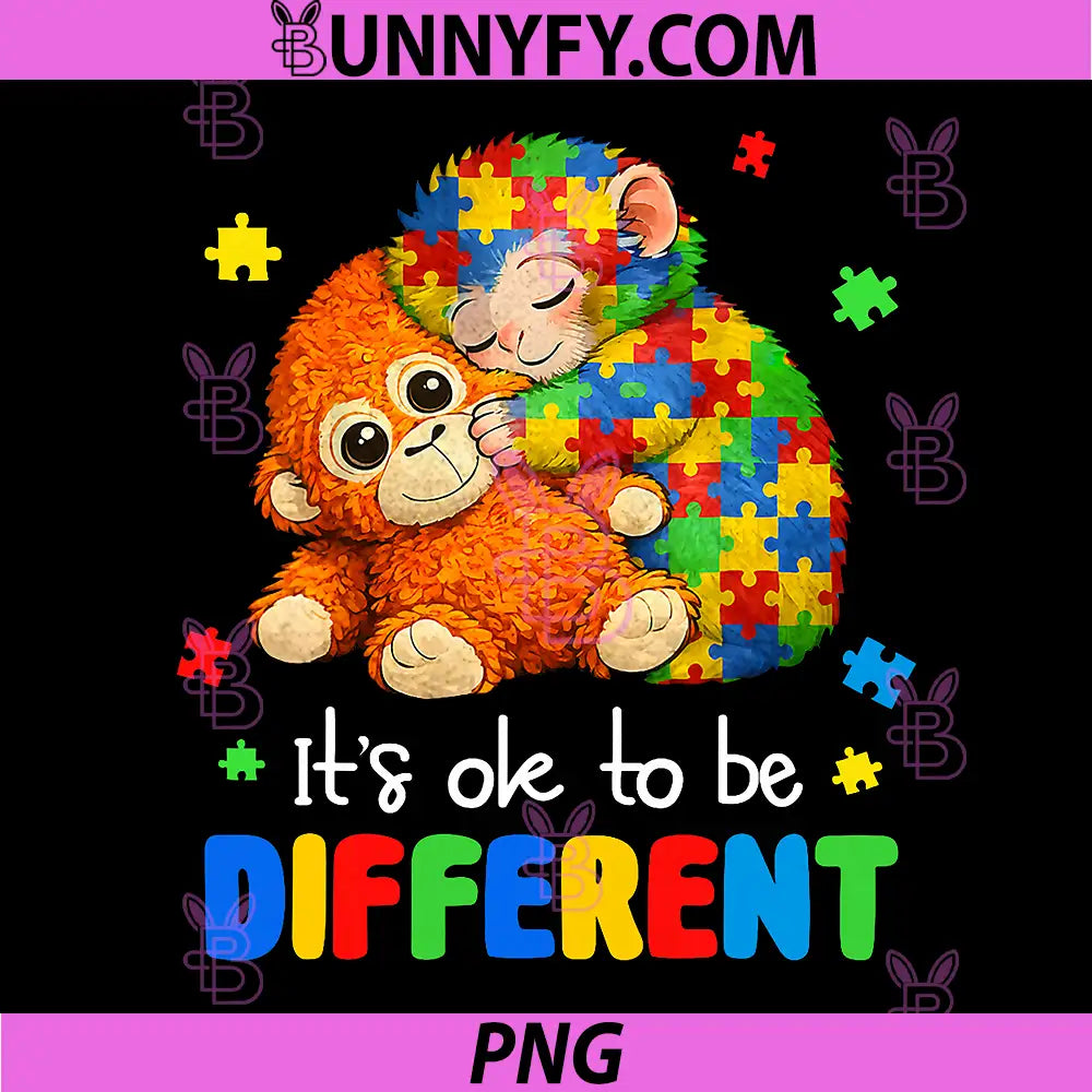 It’s Ok to Be Different PNG, Autism Awareness Baby Monkey Punch PNG