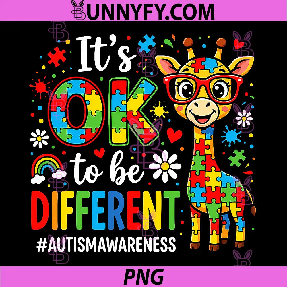 Its Ok to Be Different PNG, Giraffe Puzzle Autism Awareness PNG
