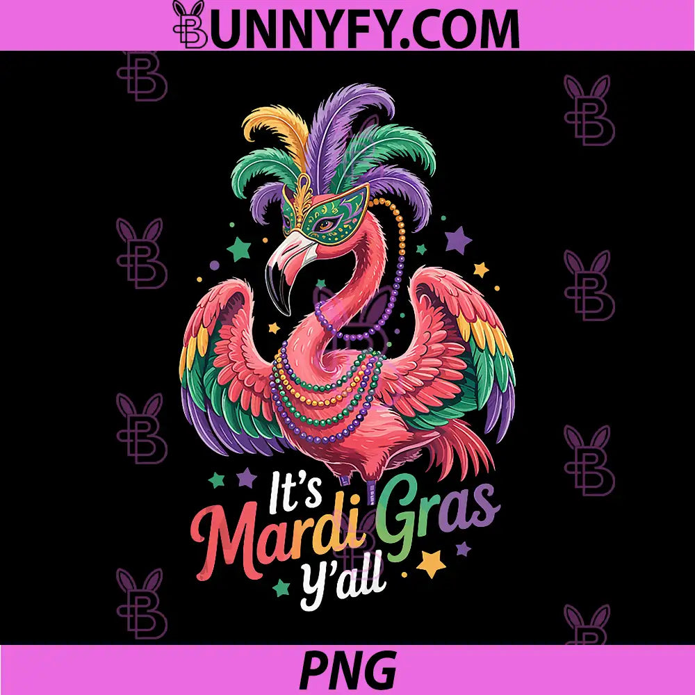 Its Mardi Gras Y'all PNG, Flamingo Mardi Gras PNG