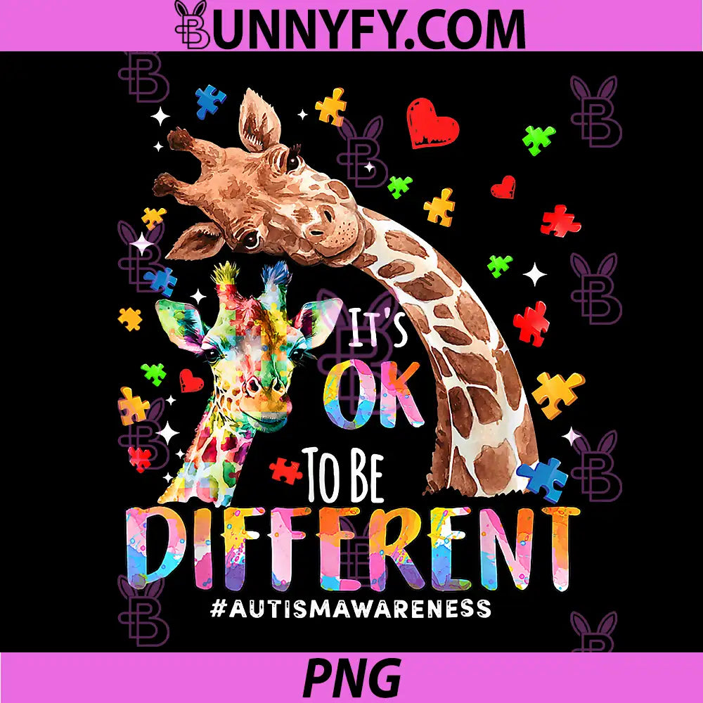 Its Ok to Be Different PNG, Autism Mom Mama Cute Giraff PNG 