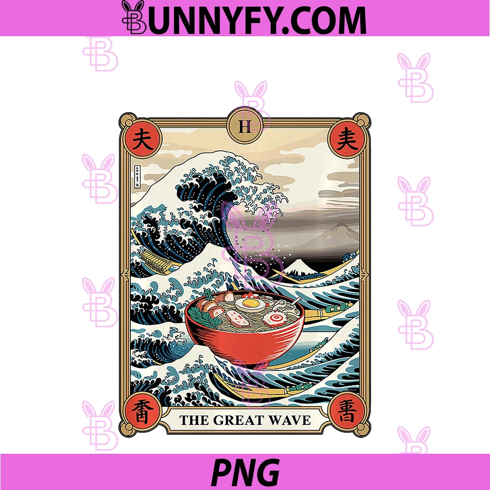 Japan Ramen Bowl Surfing Great Wave PNG, Off Kanagawa Tarot Card PNG