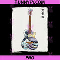 Japanese Wave Guitar Art PNG, Traditional Music Aesthetic PNG