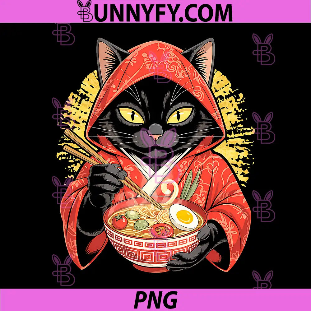 Japanese Art Ramen Cat PNG, Ninja Ukiyoe Anime Style Samurai PNG