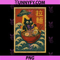 Japanese Black Cat Eating Ramen PNG, UFO Anime PNG