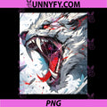 Fierce White Wolf Roaring Art PNG, Anime Fantasy Beast Illustration PNG