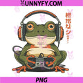 Japanese Gamer Frog Art PNG, Funny Vintage Gaming PNG