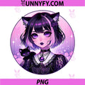 Japanese Gothic Kawaii PNG, Anime Pastel Goth Emo Witchy Cat PNG