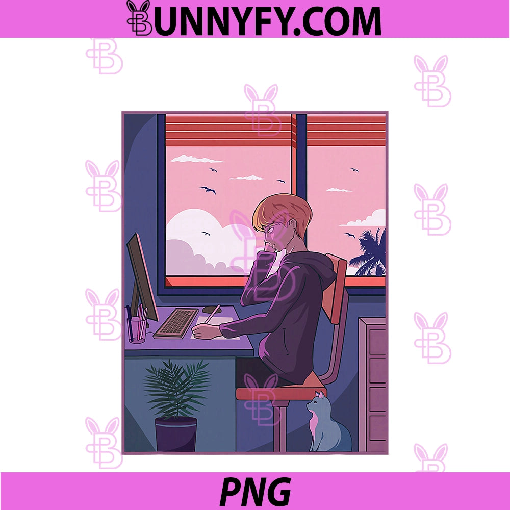Japanese LoFi Boy Anime Character PNG, Japan Aesthetic PNG