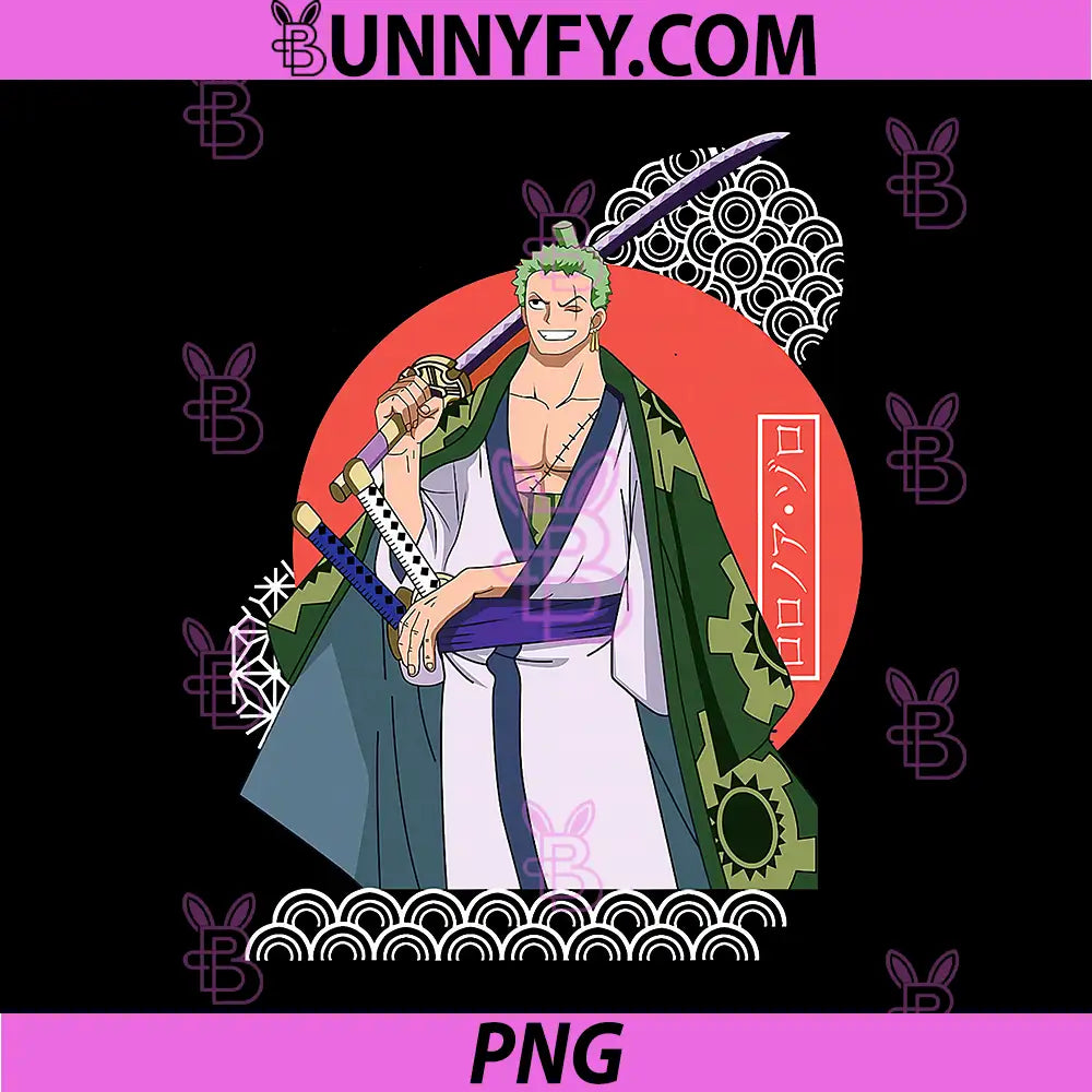 Green Haired Anime Samurai Warrior PNG, Japanese Sword Retro Art PNG