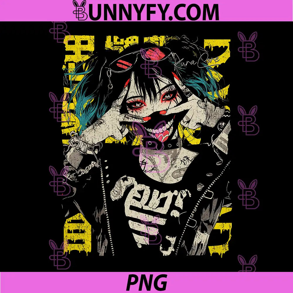 Japanese Streetwear Cyberpunk Y2K PNG, Retro Techwear Manga Anime PNG 