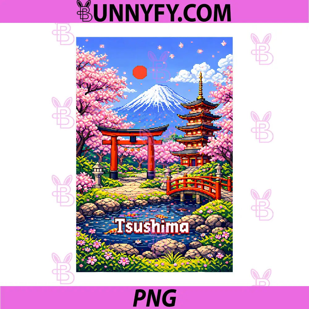 Japanese Style PNG, Mt. Fuji, Cherry Blossoms PNG