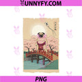 Japanese Sumo Pug Fat Dog Sakura PNG, Cherry Blossom Kanji Art PNG