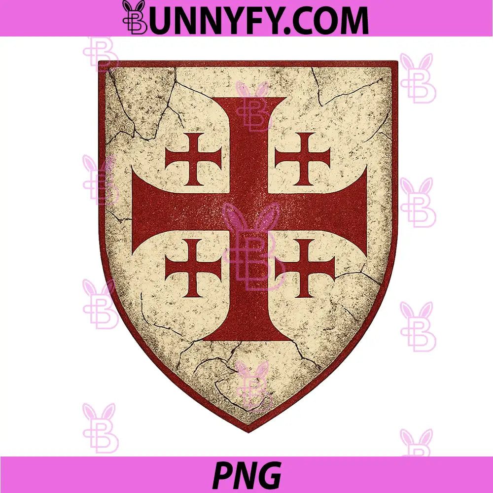 Jerusalem Cross Crusader Shield PNG, Medieval Christian Emblem Symbol PNG