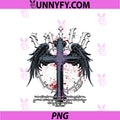Jesus Cross Gothic Y2K PNG, Nu Goth Bible Verse PNG
