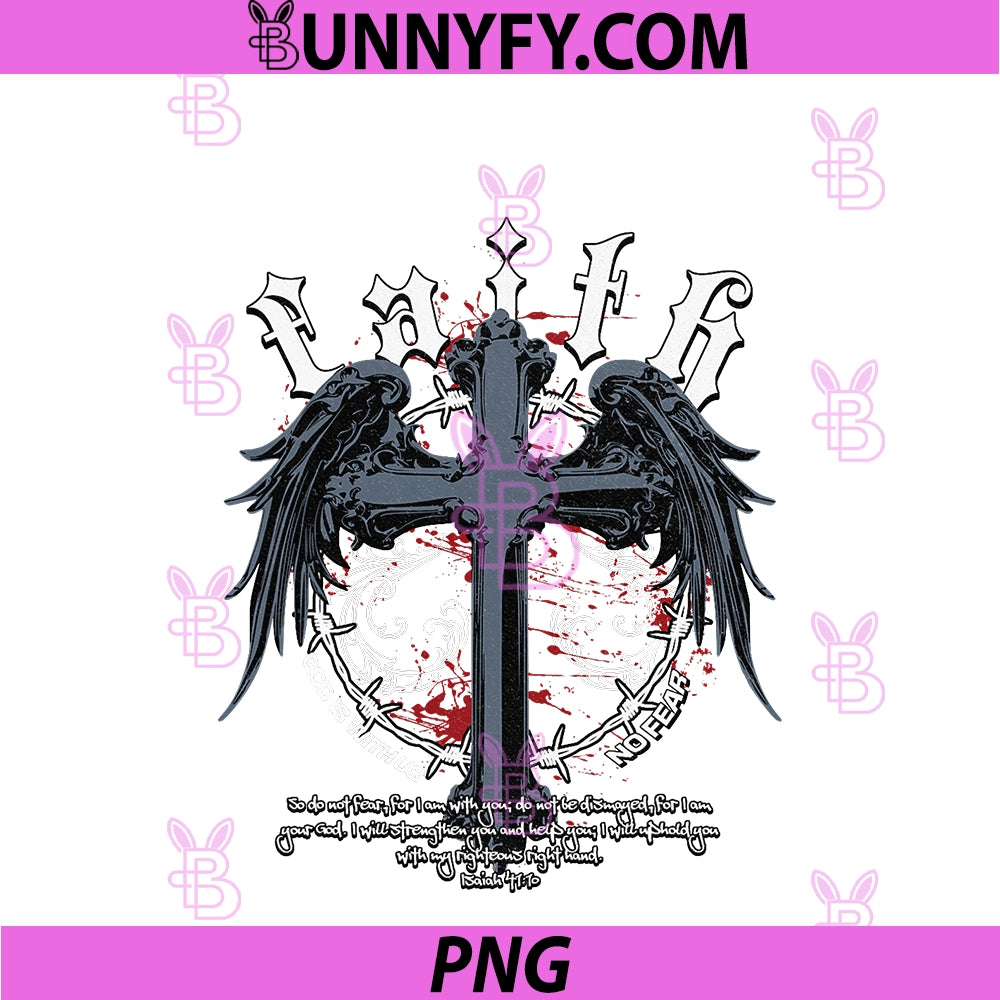 Jesus Cross Gothic Y2K PNG, Nu Goth Bible Verse PNG