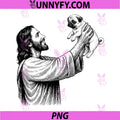 Jesus Holding Pug PNG, Religious Dog Lover PNG