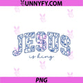 Jesus Is King PNG, Blue Floral Toile De Jouy Christian Art Gift PNG